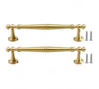 SANCHAKOU Gold Cabinet Handles 2/4Pcs Brass Chrome-Plated Handle Wardrobe Drawer Cabinet Door Handle-128Mm-Copper Color