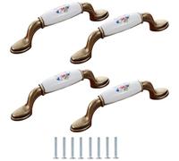 SANCHAKOU Kitchen Ceramic Pull Handle 4Pcs Ceramic Handles Cabinet Shoe Cabinet Drawer Pulls Wardrobe Door Knobs Hardware Morning Glory