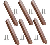 SANCHAKOU Wood Dresser Knobs 6Pcst Shaped Cabinet Door Solid Wood Handle Furniture Drawer Cabinet Wooden Handle Black Walnut 160Mm