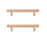 SANCHAKOU Wood Pull Handles 2Pcs Beech Black Walnut Ash Wood Log Color Wardrobe Drawer Cabinet Wooden Extended Door Handle 128Mm Ash Wood