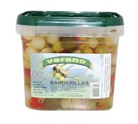 Sánchez Montes Spicy Spanish Banderillas, 1.5kg Tub, Authentic Pickled Vegetable Skewers with Chilli, Traditional Tapas Party Pack