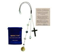 SANCTRA Christian Rearview Mirror Car Charm, Handmade and Blessed in the Holy Land, Sun Catcher for Faith and Protection with Gift Pouch and Certificate, Car Decor for Women