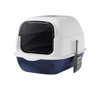 Sanctuary Covered Litter Box with Enclosed Door and Lid for Large Cats, Extra Large Enclosed Cat Litter Box with Hood- Blue