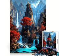Sanctuary of The Crimson Falls 1000 Teenager Pieces Jigsaw Puzzle Memory Boost Calm Escape Pattern Assembly Warm Surprise (50x75cm)