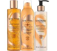 Sanctuary Spa 3 DAY Long Lasting Moisture SHOWER BURST x 200ml, Body Wash x 250ml & Body Lotion x 250ml