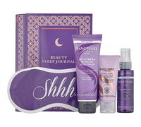 Sanctuary Spa Gift Set, Beauty Sleep Journal Tin With Pillow Spray, Face Mask, Warming Muscle Balm and Sleep Eye Mask, Vegan, Reusable Tin, Wellness G