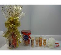 Sanctuary Spa Gift Set Hamper, Body Wash, Body Lotion Body Puff, Forming Bath, Hand Cream, Pamper Gift Set for Women