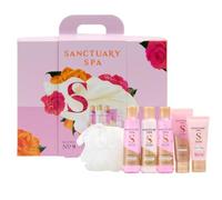 Sanctuary Spa Lily & Rose Perfect Pamper Parcel Gift Set for Women, Body Wash, Bath Float, Body Scrub, Body Lotion, Hand Cream & Body Puff, Floral Bath & Body Collection