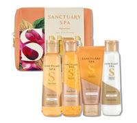 SANCTUARY Spa Signature Glow & Go Washbag - Luxury Travel-Size Skincare Gift Set for Women with Body Wash, Scrub & Lotion - Perfect for Pampering, Self Care & Christmas