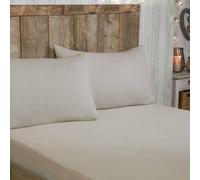 Sanctuary Super Soft Brushed Cotton Fitted Sheet, Natural Beige, Double