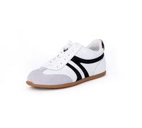 Sanctuary Women's Lola Sneakers, Fashionable Recycled Rubber Sole, Cotton Fabric, Sustainable Footwear, White/Grey/Black, 5.5 UK