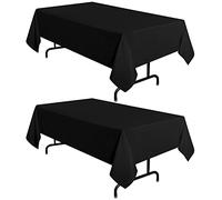 sancua 2 Pack Black Tablecloth 60 x 102 Inch, Rectangle 6 Feet Table Cloth - Stain and Wrinkle Resistant Washable Polyester Table Cover for Dining Table, Buffet Parties and Camping