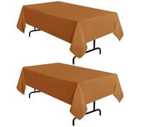 sancua 2 Pack Tablecloth Rectangular 60x102 Inch Light Brown, Thanksgiving Table Cloth Rectangle for 6 Foot Tables - Stain and Wrinkle Resistant Washable Polyester Cover for Fall Dining Parties Bronze