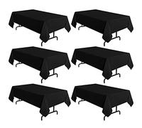 sancua 6 Pack Black Tablecloth 60 x 102 Inch, Rectangle Table Cloth for 6 Feet Tables - Stain and Wrinkle Resistant Washable Polyester Table Cover for Dining Tables, Buffet Parties and Camping