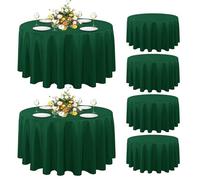sancua 6 Pack Round Tablecloth 90 Inch Hunter Green, Stain and Wrinkle Resistant Table Cloth - Washable Polyester Decorative Fabric Table Cover for Dining Tables, Christmas Parties and Camping