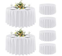 sancua 6 Pack Round Tablecloth 90 Inch White, Stain and Wrinkle Resistant Table Cloth - Washable Polyester Table Cover for Dining Table, Buffet Parties and Camping