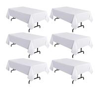 sancua 6 Pack White Tablecloth 60 x 102 Inch, Rectangle Table Cloth for 6 Feet Table - Stain and Wrinkle Resistant Washable Polyester Table Cover for Dining Table, Buffet Parties and Camping