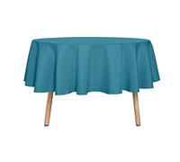 sancua Round Tablecloth - 70 Inch - Water Resistant Spill Proof Washable Polyester Table Cloth Decorative Fabric Table Cover for Dining Tables, Buffet Parties and Camping, Teal