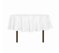 sancua Round Tablecloth - 80 Inch - Water Resistant Spill Proof Washable Polyester Table Cloth Decorative Fabric Table Cover for Dining Tables, Buffet Parties and Camping, White