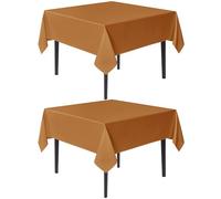 sancua Thanksgiving Square Tablecloths 60x60 Inch Bronze, 2 Pack - Fabric Fall Table Cloth for Square or Round Tables, Washable Polyester Table Cover for Dinner, Holiday Party, Display Tables