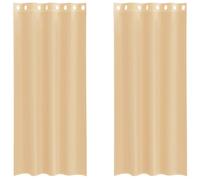 Voile Curtains Sand 140x245 cm 2pcs 100% Polyester Eyelet Sheer Grommet for Home
