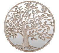 vidaXL Garden Mirror Sand 60x2.5 cm Iron Round for Outdoor Use UK HOT