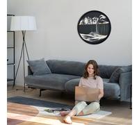 Sand Art, 360° Rotate Wall Mounted Moving Sand Art, 3D Hourglass Deep Sea Sandscape, Round Glass Moving Sand Pictures, Relaxing Wall Decor for Home Office Work (black and white-black ground1, 11.4")