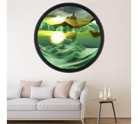 Sand Art Liquid Motion, 360° Rotate Wall Mounted Moving Sand Art Decor, 3D Dynamic Sand Painting Deep Sea Sandscape Glass Crafts Solid Wood Frame, Relaxing Relieve Depression