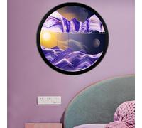 Sand Art Liquid Motion, 360° Rotate Wall Mounted Moving Sand Art Decor, 3D Dynamic Sand Painting Deep Sea Sandscape Glass Crafts Solid Wood Frame, Relaxing Relieve Depression