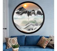 Sand Art Liquid Motion, 360° Rotate Wall Mounted Moving Sand Art Decor, 3D Dynamic Sand Painting Deep Sea Sandscape Glass Crafts Solid Wood Frame, Relaxing Relieve Depression