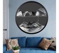 Sand Art Liquid Motion, 360° Rotate Wall Mounted Moving Sand Art Decor, 3D Dynamic Sand Painting Deep Sea Sandscape Glass Crafts Solid Wood Frame, Relaxing Relieve Depression