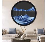 Sand Art Liquid Motion, 360° Rotate Wall Mounted Moving Sand Art Decor, 3D Dynamic Sand Painting Deep Sea Sandscape Glass Crafts Solid Wood Frame, Relaxing Relieve Depression