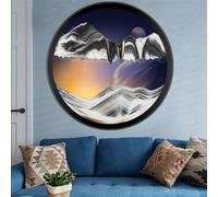 Sand Art Liquid Motion, 360° Rotate Wall Mounted Moving Sand Art Decor, 3D Dynamic Sand Painting Deep Sea Sandscape Glass Crafts Solid Wood Frame, Relaxing Relieve Depression