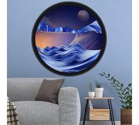 Sand Art Liquid Motion, 360° Rotate Wall Mounted Moving Sand Art Decor, 3D Dynamic Sand Painting Deep Sea Sandscape Glass Crafts Solid Wood Frame, Relaxing Relieve Depression
