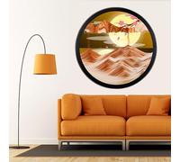 Sand Art Liquid Motion, 360° Rotate Wall Mounted Moving Sand Art Decor, 3D Dynamic Sand Painting Deep Sea Sandscape Glass Crafts Solid Wood Frame, Relaxing Relieve Depression