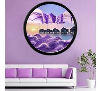 Sand Art Liquid Motion, 360° Rotate Wall Mounted Moving Sand Art Decor, 3D Dynamic Sand Painting Deep Sea Sandscape Glass Crafts Solid Wood Frame, Relaxing Relieve Depression