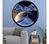 Sand Art Liquid Motion, 360° Rotate Wall Mounted Moving Sand Art Decor, 3D Dynamic Sand Painting Deep Sea Sandscape Glass Crafts Solid Wood Frame, Relaxing Relieve Depression