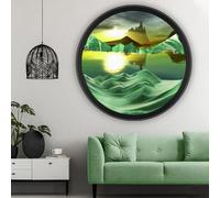 Sand Art Liquid Motion, 360° Rotate Wall Mounted Sand Art, Dynamic Sand Picture Moving Sand Art, Round Glass 3D Deep Sea Sandscape,Relaxing Relieve Depression, Home Office Work Room Decor(A,14.3IN)