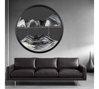 Sand Art Liquid Motion, 360° Rotate Wall Mounted Sand Art, Dynamic Sand Picture Moving Sand Art, Round Glass 3D Deep Sea Sandscape,Relaxing Relieve Depression, Home Office Work Room Decor(L,14.3IN)