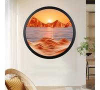 Sand Art Liquid Motion Sculpture, 360° Rotating Wall Mounted Décor, Glass and Solid Wood Frame, Relaxing Art for Home Office Decoration