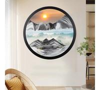 Sand Art Liquid Motion Sculpture, 360° Rotating Wall-Mounted Decor, Glass and Wood Frame for Relaxation and Home Office