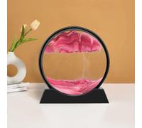 Sand Art Pink 3D Deep Sea Sandscape Moving Sand Art Picture Round Glass Sand Frame Display Painting for Office Desktop Home Relaxing Decor