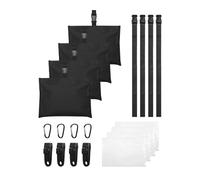 Sand Bag for Mooring Cover for Boat: Marine Grade Sandbags Weight Bags, Boating Accessories with Durable 600D Oxford Fabric Sand Bag, 5# Carabiner, 20" Nylon Strap, Sealed PE Bag(4PCS,Black)