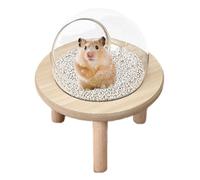 Sand Bath Box for Hamsters, Anti-Splash Transparent Bath Box, Cute Bathtub with Wooden Stand, Reusable Bath Box for Small Animals