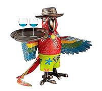 Sand Beach Parrot Statue, Drink Serving Parrot Butler, Garden Swimming Pool Resin Ornament Figurine Statue, Drink Serving with Tray, Wine Glass Holding Tray Parrot Sculpture Handicraft (Multi)