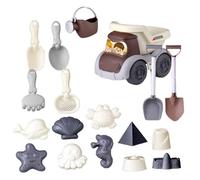 Sand BeachTruck & Accessories Set, 18PCS Bucket and Spade Collapsible with Sea Creature Molds, Pickup Truck, Bucket, Spade, Rake, Sandpit Toys, Summer Beach Games for Toddlers Children (B)