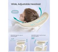 (Sand Beige) Ergonomic Office Chair, Computer Desk Chair, Adjustable Lumbar Support and Headrest, 150 kg Weight Capacity, Height Adjustable