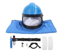 Sand Blasting Hood Cap with Sandblasting Temperature Regulator 1/4in 13mm Thread for Spraying Cutting Crushing Painting Sandblaster Helmet Sand Blasting Hood Hat