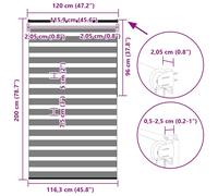 vidaXL Zebra Blind Sand Brown 120x200 cm Fabric Width 115.9 cm Polyester, Brown