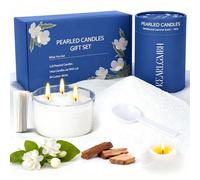 Sand Candle Making Kit Gift Set - Pearled Candle Sand and Wicks,Lidded Large Glass Jar, Jasmine Sandalwood Scent, 100-Hour Burn, Pearled Candles Making Gift for Adults & Beginners